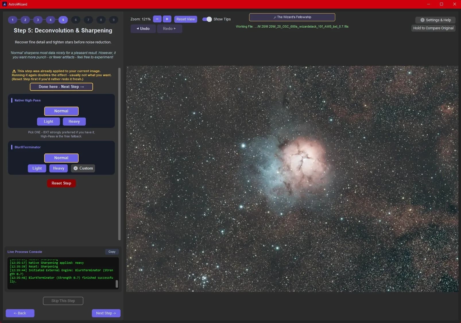 L'étape 5 : netteté avec BlurXTerminator ou le High-Pass intégré